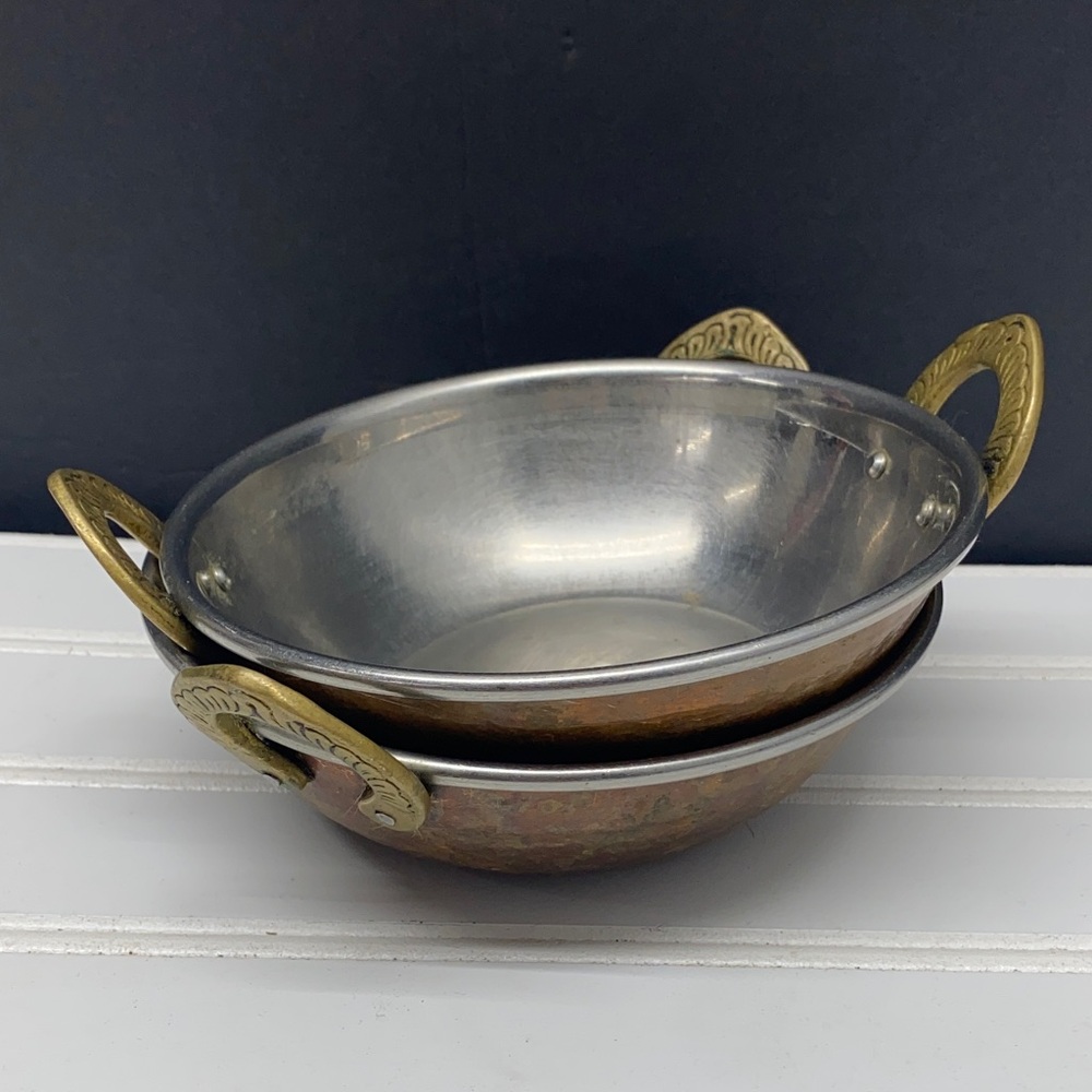 Kadai Copper Bowls Set of Two